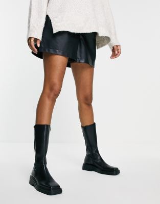 mid calf square toe boots