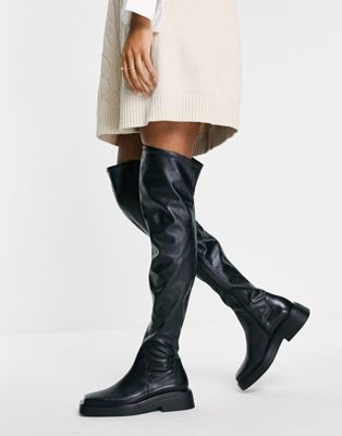 Vagabond Eyra square toe over the knee boots in black