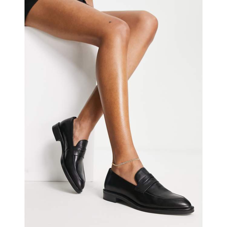 Syge person acceleration Inspektion Vagabond Frances flat loafers in black leather | ASOS