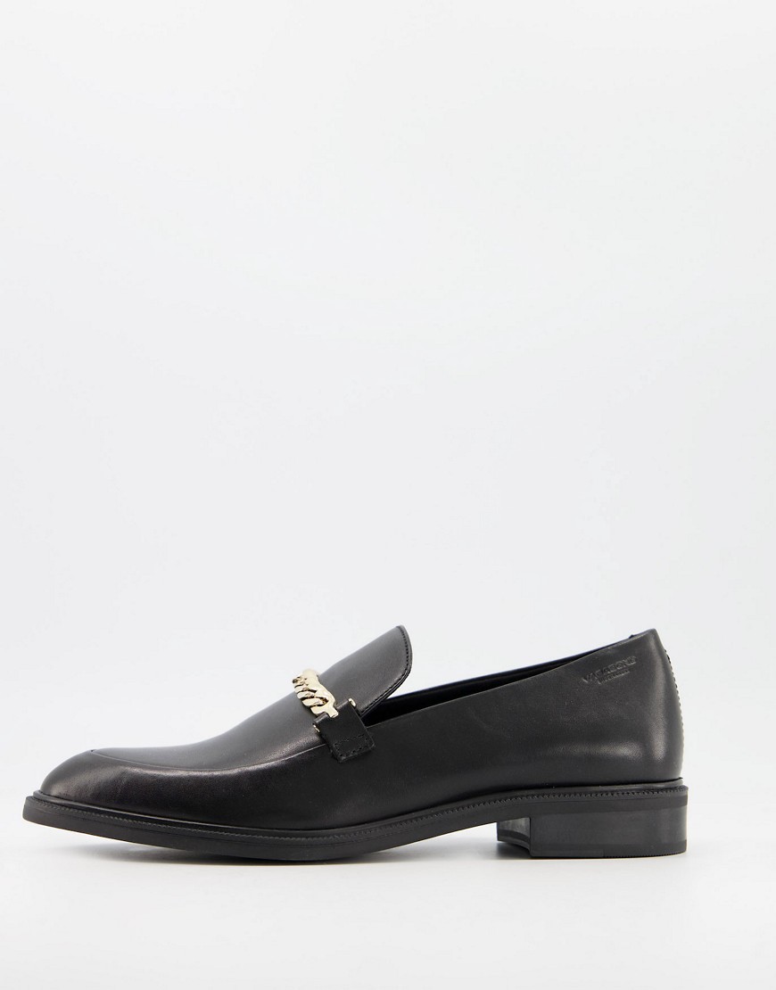 Vagabond Frances loafers with chain detail in black