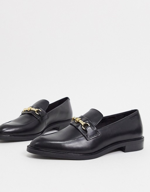 Vagabond Frances snaffle flat leather loafers in black