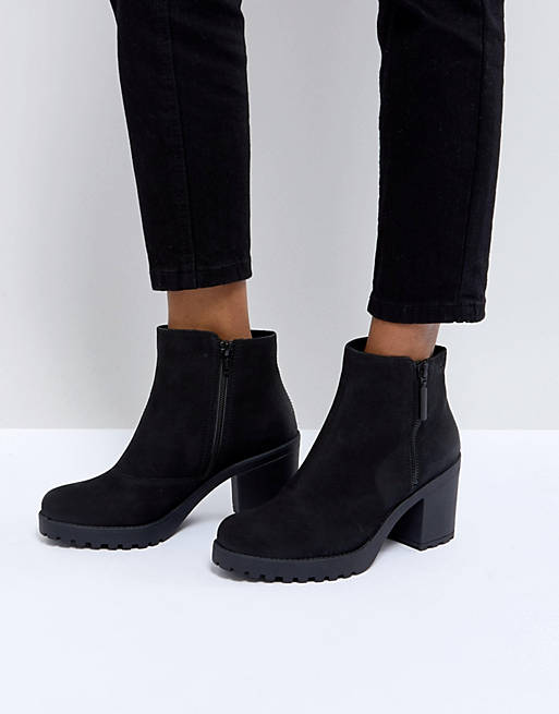 Vagabond Black Leather Ankle Boots Zip ASOS