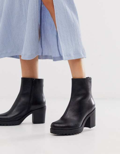 doe alstublieft niet Signaal supermarkt Vagabond Grace black leather chunky mid heeled ankle boots | ASOS