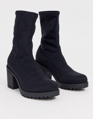 black stretch ankle booties
