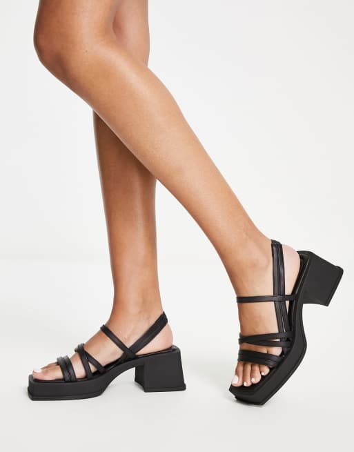 Vagabond Hennie chunky strappy heeled sandals in black leather