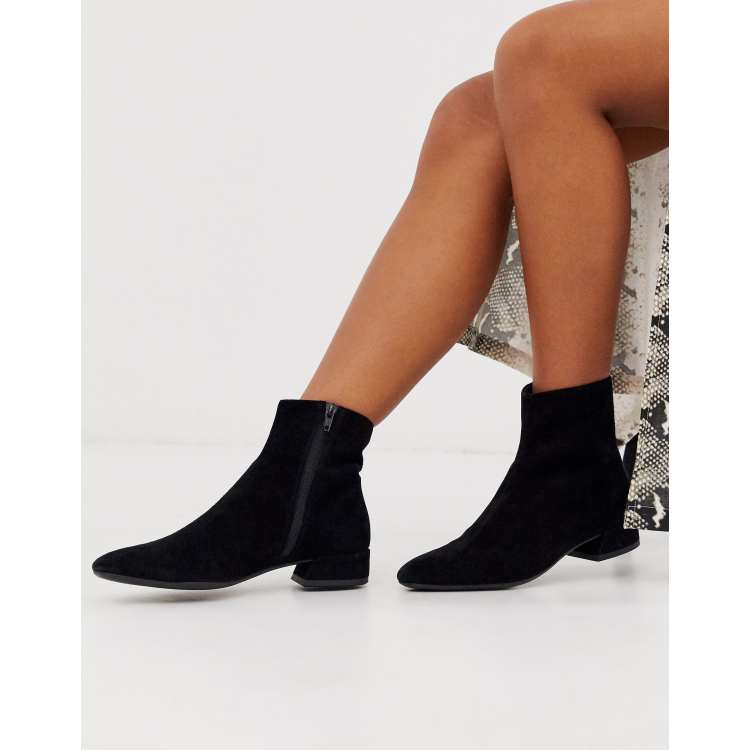 Vagabond black suede flat ankle boots | ASOS