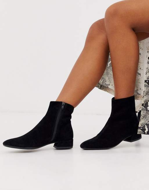 Vagabond Joyce black suede flat ankle boots | ASOS