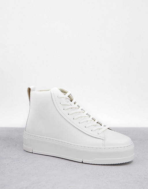 Vagabond Judy high top trainers in white leather
