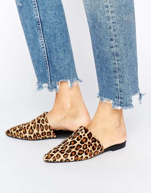 Leopard fur store mules