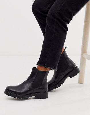 Det hestekræfter pensionist Vagabond Kenova black leather chunky flat ankle boots | ASOS