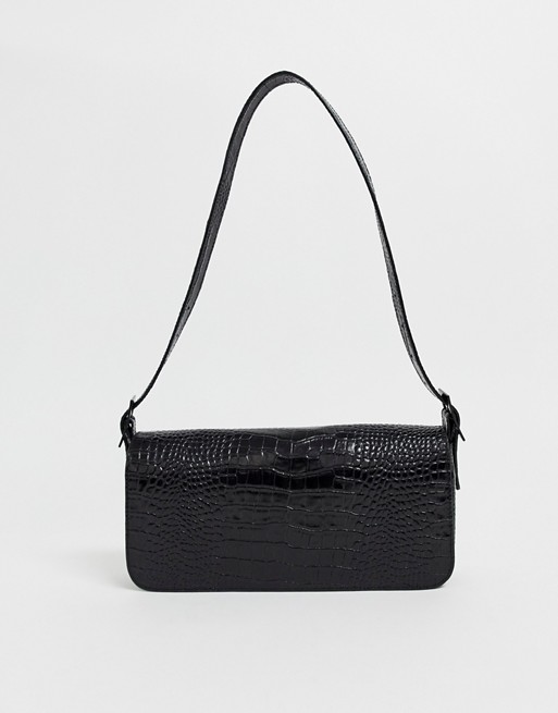 Vagabond LA croc effect shoulder bag in black