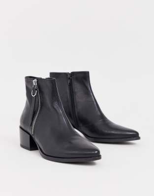 zip flat ankle boots