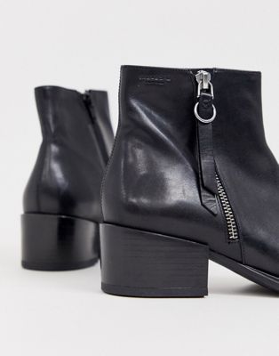 black leather flat boots