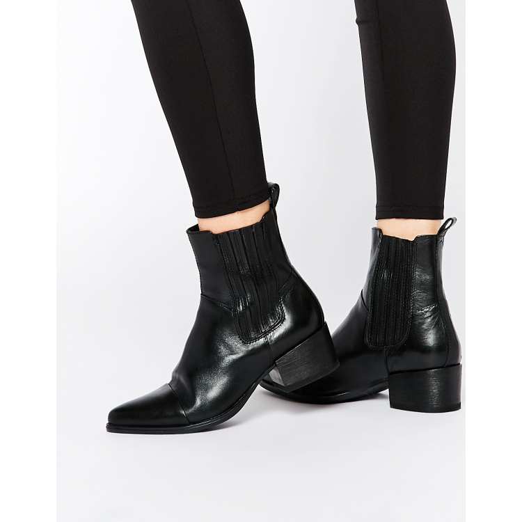 Vagabond marja black leather western pointed ankle boots sale