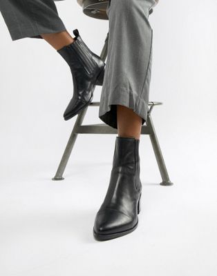 Vagabond Marja black leather western pointed ankle boots | ASOS