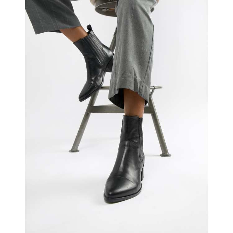 Marja black leather western pointed boots |