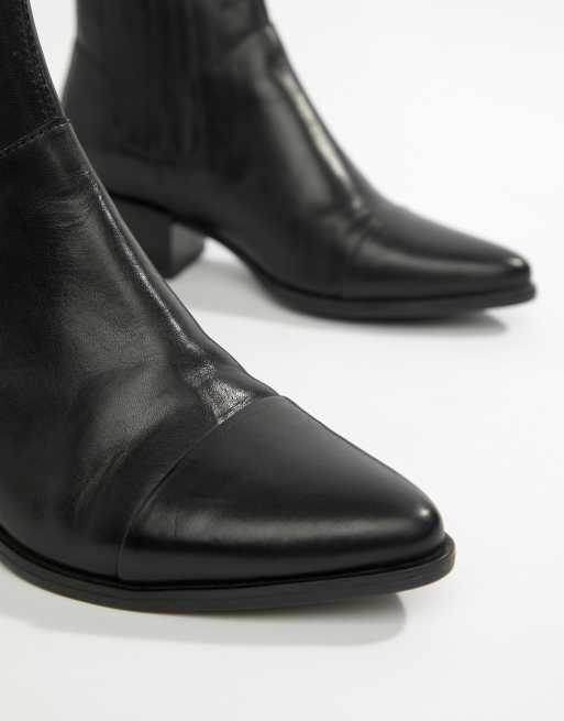 Marja black leather western pointed boots |