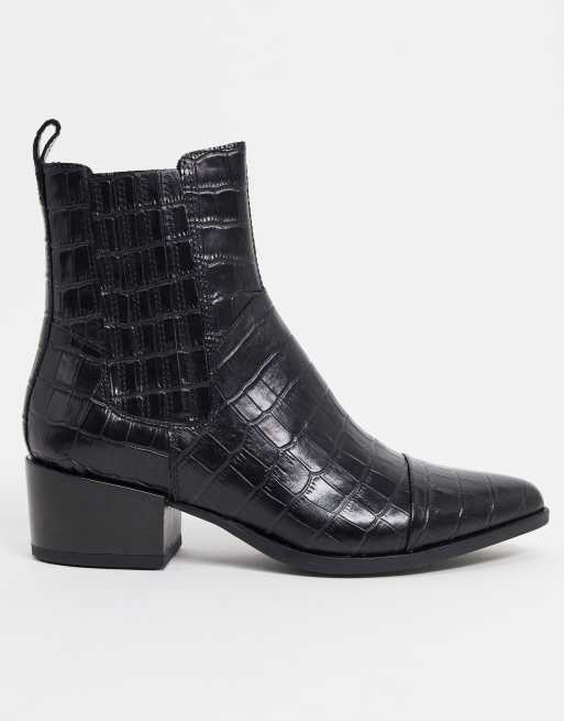 Vagabond marja black leather store western pointed ankle boots