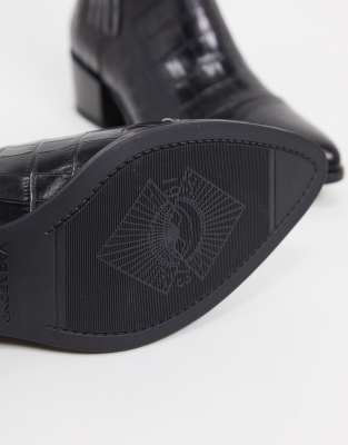 vagabond marja black leather western pointed ankle boots