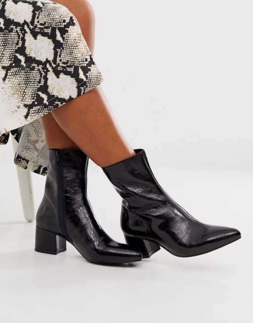 Vagabond black patent leather heeled boots | ASOS