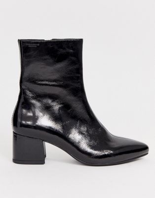 black patent chelsea ankle boots