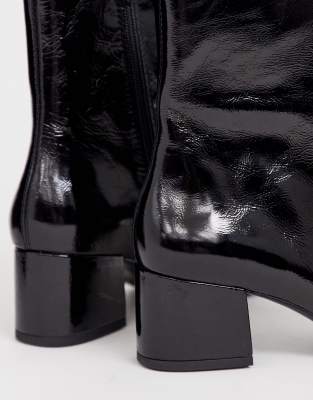vagabond mya patent leather off white heeled ankle boot