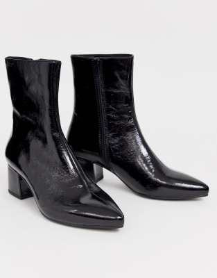vagabond mya patent leather off white heeled ankle boot