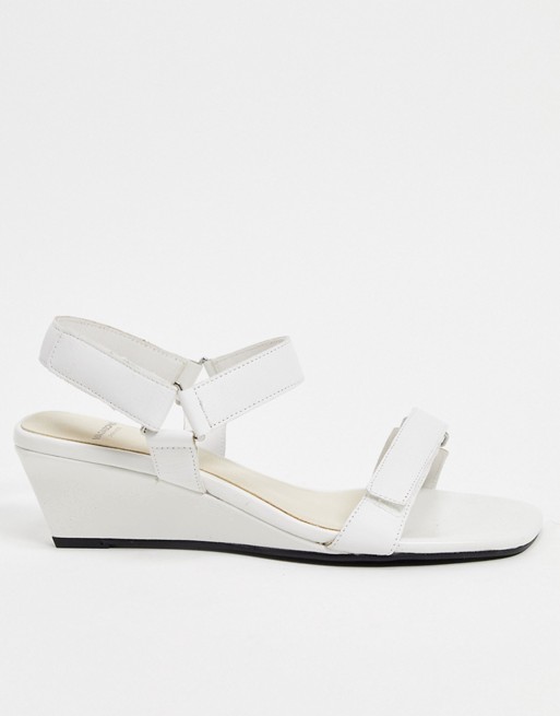 Vagabond Nellie leather strappy wedge sandals in white