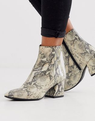 Vagabond Olivia natural snake leather pointed mid heeled ankle boots | ASOS