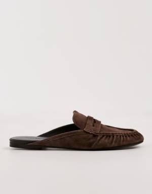Vagabond Shoemakers Aleya suede ruched loafer mules in coffee