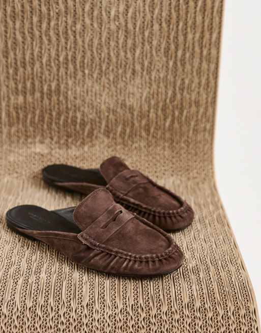 Vagabond Shoemakers Aleya suede ruched loafer mules in coffee, 2 of 5