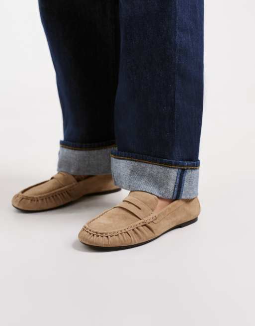 Vagabond Shoemakers Aleya suede ruched penny loafer in biege, 3 of 5