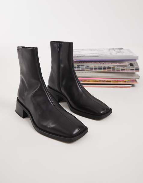 Vagabond Shoemakers Blanca leather square toe ankle boots in black - view 1