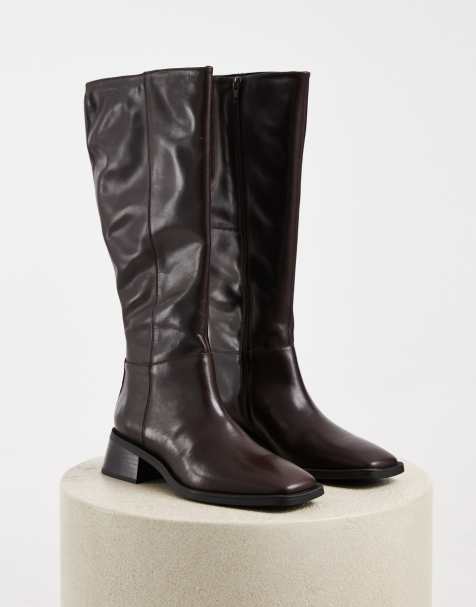 Vagabond Shoemakers Blanca leather tall knee boots in brown - view 1