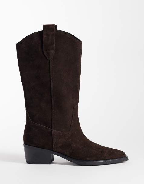 Vagabond Shoemakers - Botas western de ante hasta la rodilla en marrón - view 1