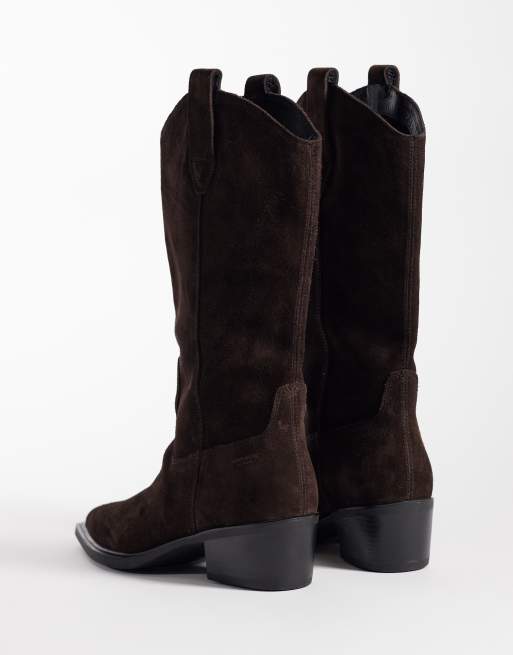 Vagabond Shoemakers - Botas western de ante hasta la rodilla en marrón, 3 de 4