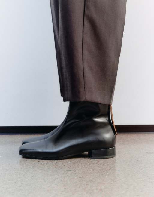 Vagabond Shoemakers - Botines planos al tobillo Mona con puntera cuadrada en cuero negro, 4 de 4