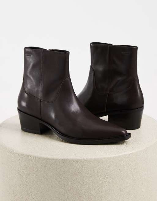 Vagabond Shoemakers - Botines western de cuero Kelsey en chocolate, 3 de 4