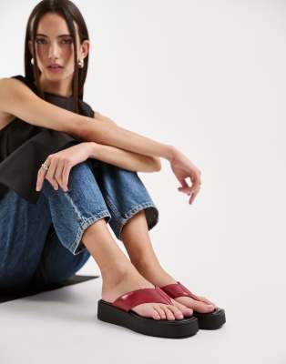 Vagabond Shoemakers Danya Leather Flatform Flip Flops In Red