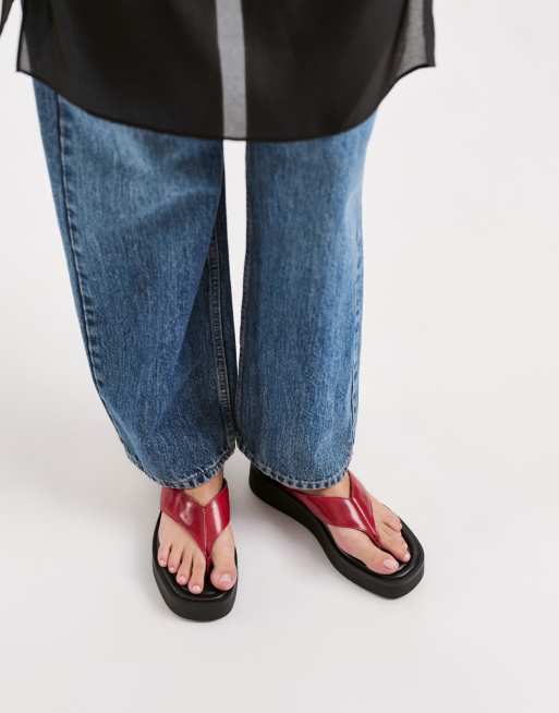 Vagabond Shoemakers Danya leather flatform flip flops in red, 3 of 5