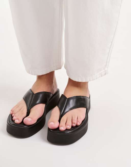 Vagabond Shoemakers Danya leather flatform thongs in black, 5 of 5