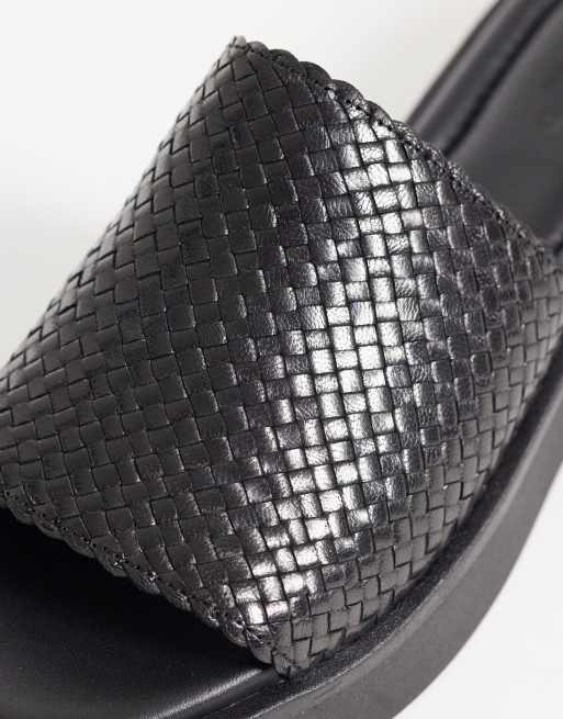 Vagabond Shoemakers Danya leather woven flatform sandals in black, 3 of 4