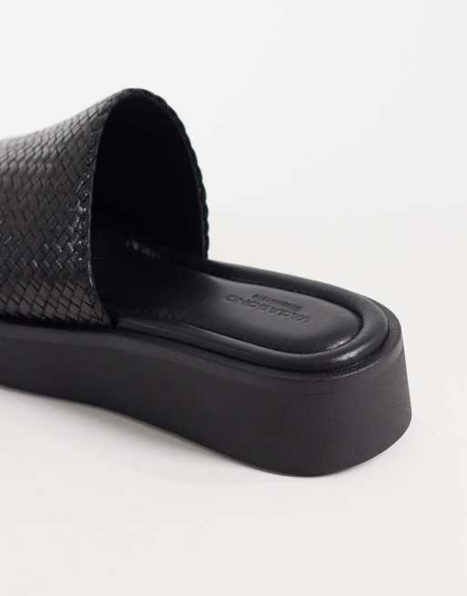 Vagabond Shoemakers Danya leather woven flatform sandals in black, 4 of 4