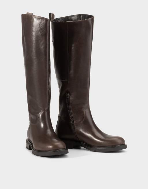 Vagabond Shoemakers Freya leather flat riding knee boots in brown, 3 of 4