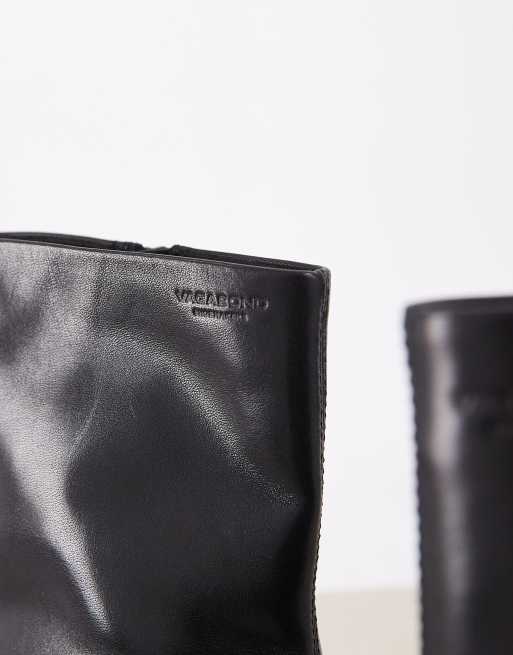 Vagabond Shoemakers Giselle cinched toe block heel ankle boots in black leather, 2 of 4