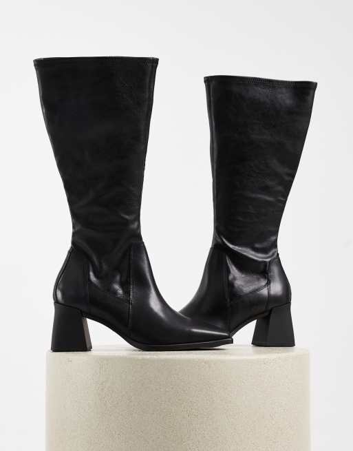 Vagabond Shoemakers Hedda leather tall stretch knee boots in black, 3 of 4
