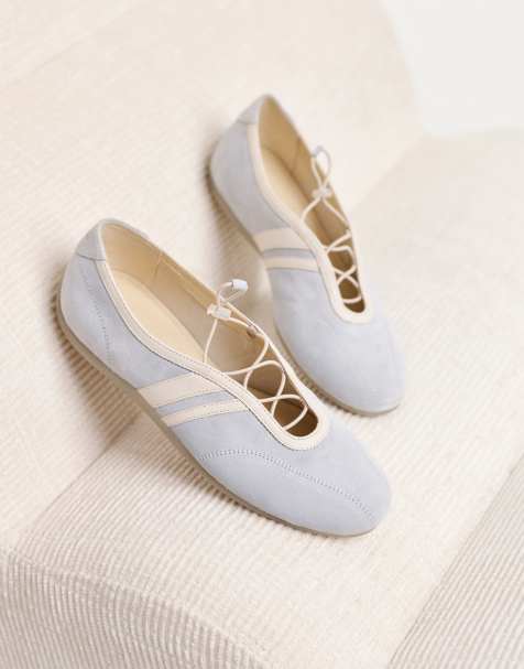 Vagabond Shoemakers Hollie suede lace up ballet flats in light blue - view 1