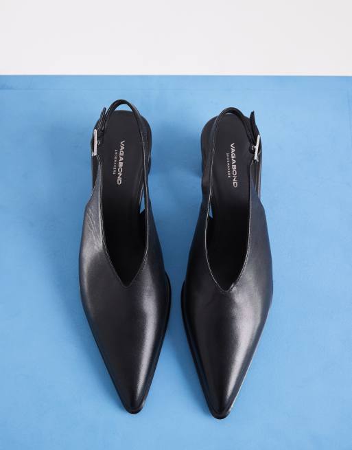 Vagabond Shoemakers Ilona high vamp sling back heels in black leather, 2 of 4