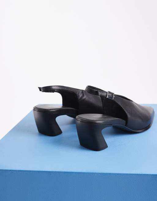 Vagabond Shoemakers Ilona high vamp sling back heels in black leather, 3 of 4