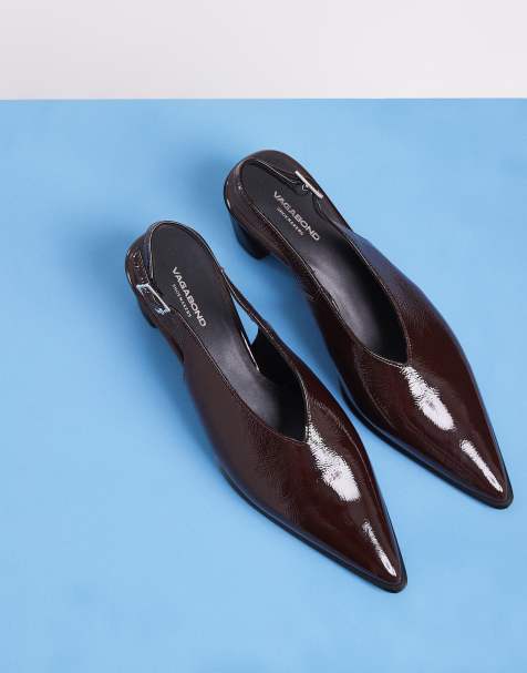 Vagabond Shoemakers Ilona slingback-klackar med hög vrist i brunt lackläder - view 1